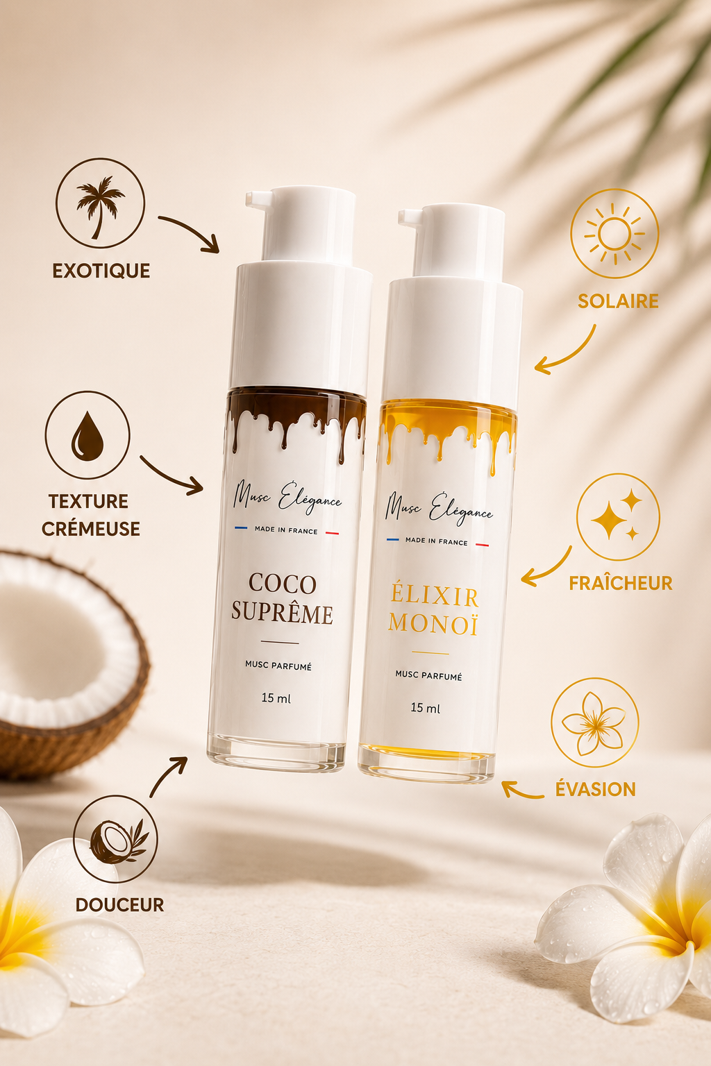 Pack Duo Exotique - musc coco et monoi - texture crémeuse 15ml