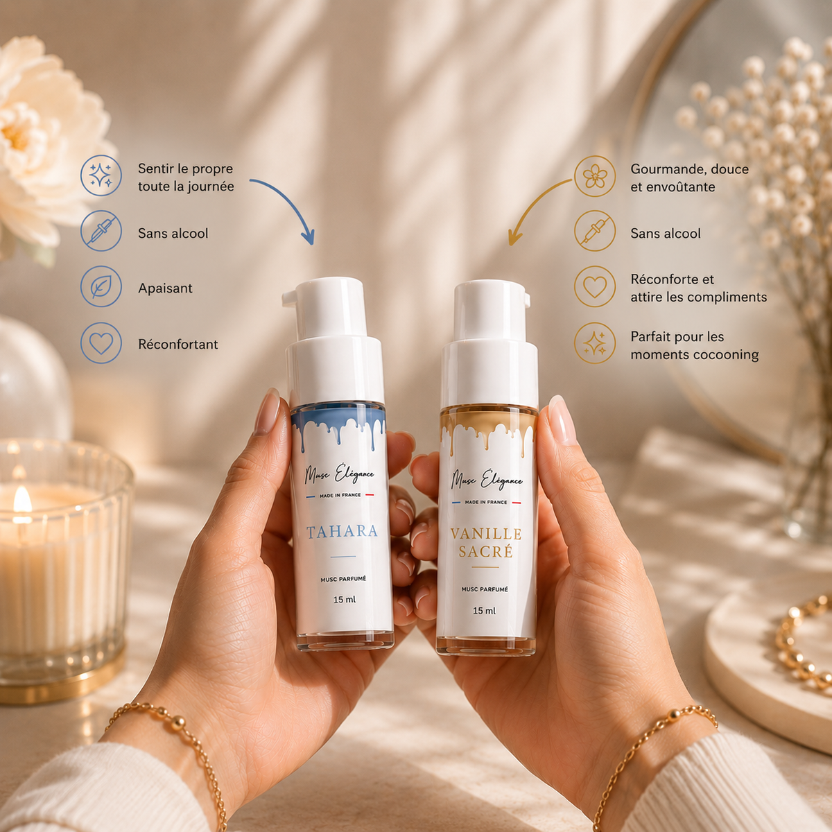 [Best seller] Pack Duo Signature- musc tahara et vanille - texture crémeuse 15ml